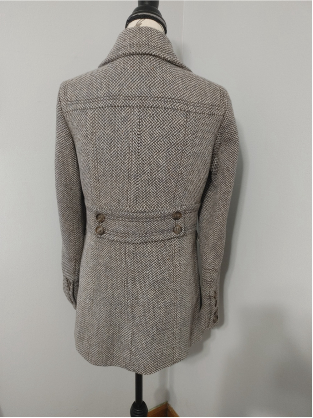 Women's J.Crew Wool Blend Pea Coat Size 6 Grey Brown 6 Button - Picture 3 of 11